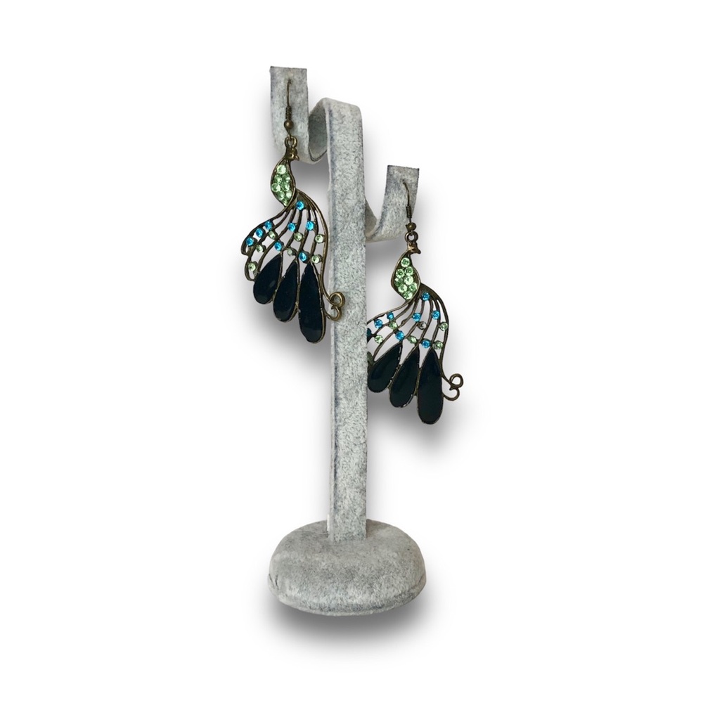 Peacock Earrings with Rhinestones